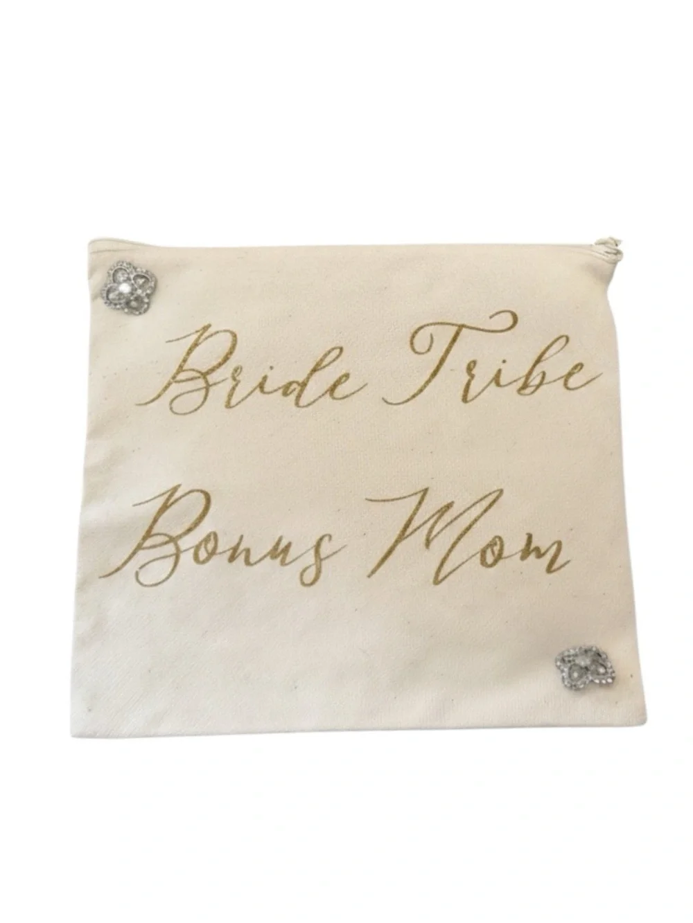 Bride Tribe Bonus Mom Cream Bridal Cosmetic Bag Pouch